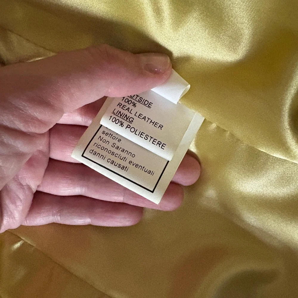 D’errico Yellow Leather Jacket with faux Collar - Picture 6 of 6